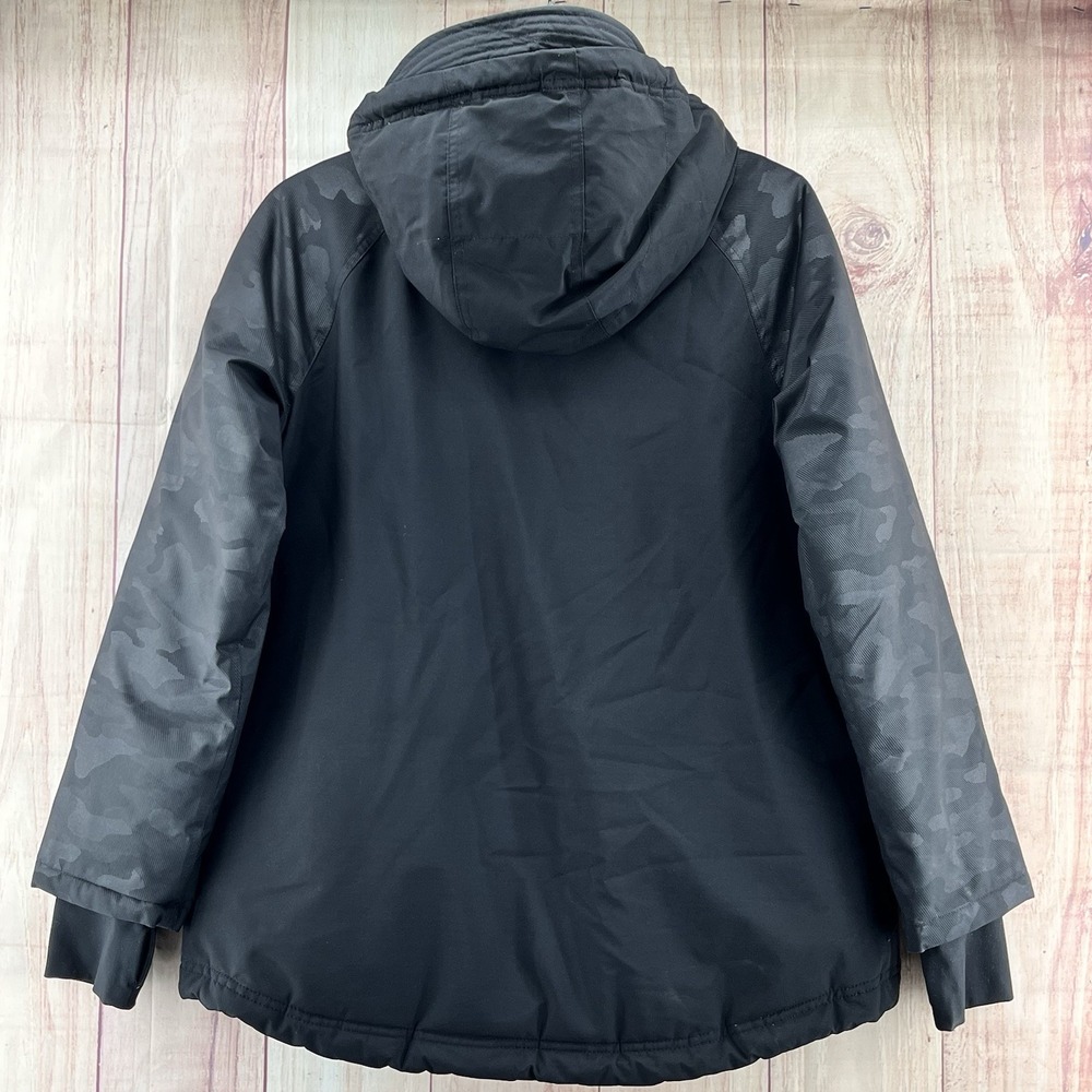 Gap Fit Puffer Jacket Coat‎ Sz S Water Resistant Fleece-Lined Pockets Camo Black - Picture 2 of 4